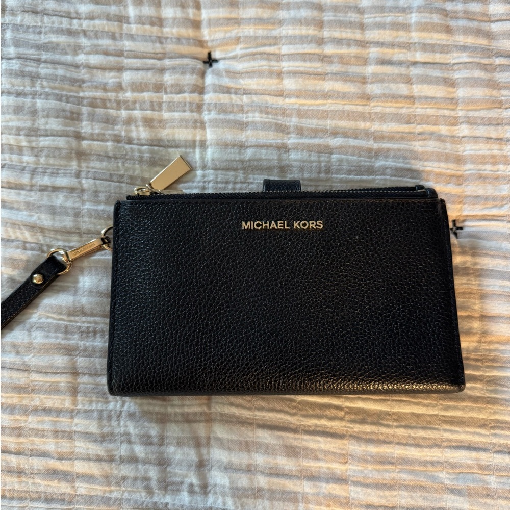 Michael Kors Black Textured Wristlet